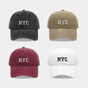 NYC Letter Embroidery Washed Cotton Baseball Cap Retro Adjustable Sun Hat For Men And Women Outdoor Casual