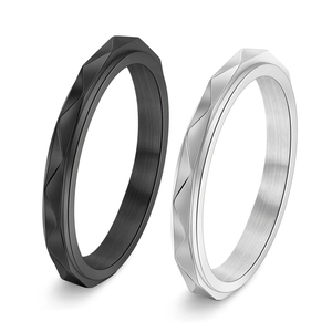 Korean Minimalist Stainless Steel Geometric Faceted Ring For Men Women Simple Polished Unisex Finger Ring Jewelry Gift