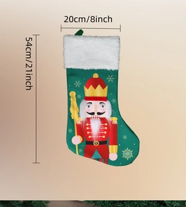 Detailed view of nutcracker christmas stocking showing 21 inch height measurements