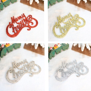 Merry Christmas glitter letter ornaments in red, gold, and silver for tree decoration
