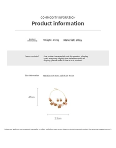 Detailed dimensions of geometric oil drip necklace and earring set in alloy metal