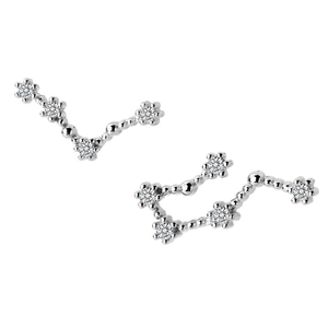 S925 sterling silver zodiac constellation stud earrings with sparkling zircon crystals