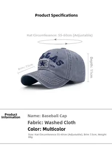 Detail showing the adjustable size parameters of this washed cotton baseball cap