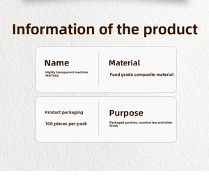 Detailed product specifications table for food grade transparent heat seal packaging bags