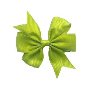 Detail of neon green grosgrain ribbon bow with professional ribbed texture and stitching