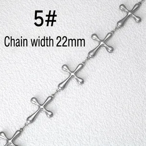 Macro detail of 22mm wide silver stainless steel cross link chain for DIY jewelry