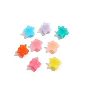 Set of 8 colorful jelly star hair claws in macaron colors on a white background