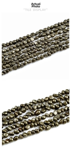 Macro detail of raw irregular pyrite stones for DIY jewelry making with metallic gold luster