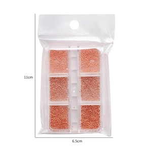 Nail art metal beads kit in a 6-compartment storage box with copper caviar beads