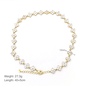 Detail showing 40+5cm length and 10mm flower pendant with sparkling cubic zirconia stones