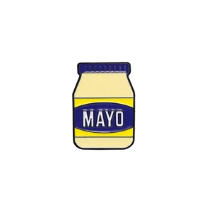 Cartoon mayonnaise jar enamel pin with mayo text for clothing and bags decoration