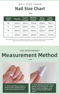 Detailed nail size guide and measurement chart for custom press-on nails in mm