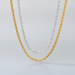 Minimalist stainless steel twisted rope chain necklaces in gold and silver finishes