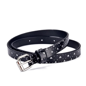 Cintura glitter nera per bambini con cuori scintillanti e fibbia argentata dettaglio