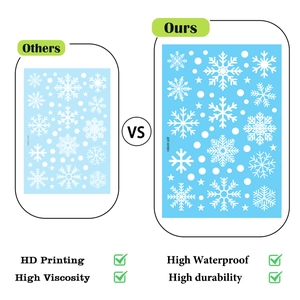 Detail showing HD waterproof white snowflake window stickers with high stickiness and durability