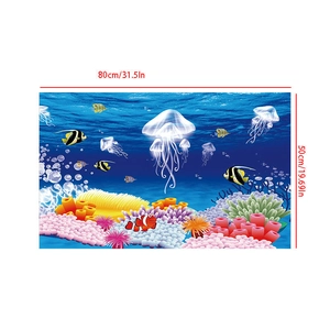 Detail view showing the 80x50cm dimensions of the ocean-themed diatomite bath mat