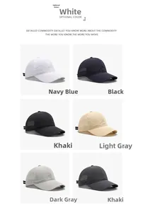 Detail of laser-cut breathable mesh holes on lightweight sports baseball caps in six colors