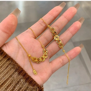 Parure de bijoux vintage en pièces d'or avec collier délicat et bracelet pour femme