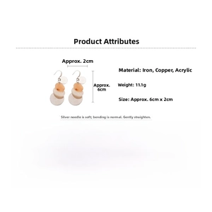 Detailed view of geometric acrylic drop earrings with dimensions of 6cm by 2cm