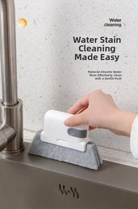 Mini 2-in-1 window groove cleaning brush with gray absorbent head for kitchen sink water