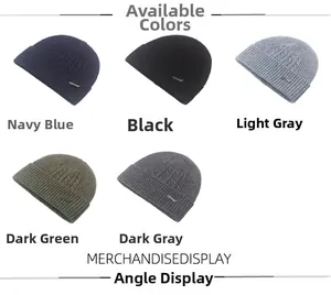Detail of five winter beanie colors with knit textures and sport logo tags