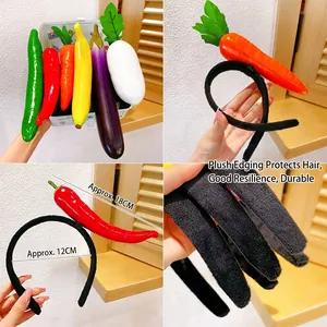 Funny vegetable plush headbands featuring chili, carrot and eggplant for kids and girls