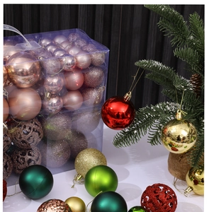 Assorted Christmas ball ornaments set with matte, glitter, and hollow styles in a gift box