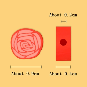 Pink and red polymer clay rose beads for DIY jewelry making with exact dimensions