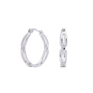 Elegant S925 sterling silver hollow chain link earrings with minimalist industrial design