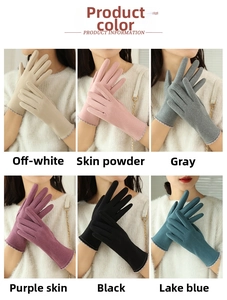 Detail view of winter thermal gloves with checkered piping and wavy cuff in six colors