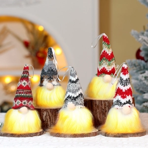 Christmas Gnome Glowing LED Knitted Plush Doll Hanging Ornament Holiday Home Decor Nordic Style