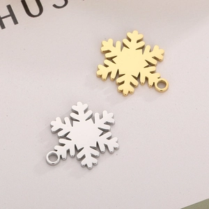 Exquisite gold and silver hexagon snowflake pendants with hanging holes for DIY jewelry