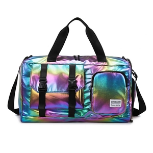 Holographic travel tote bag with large capacity and dry wet separation for fitness