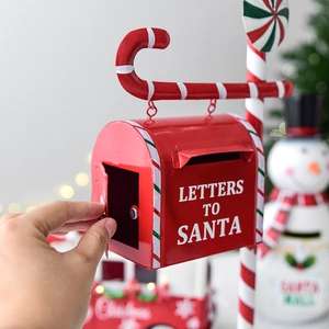 Cassetta postale di Babbo Natale rossa con supporto a bastoncino di zucchero festivo