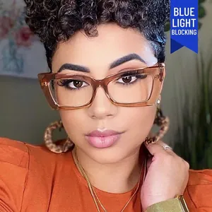 Montura De Gafas Anti-luz Azul Para Mujer Estilo Vintage Cat Eye Cuadrada De PC Gafas Ópticas Moda Lentes Transparentes