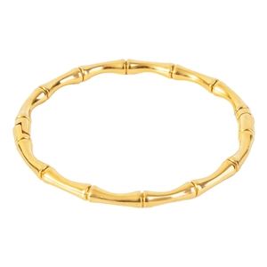Minimalist golden bamboo style titanium steel bangle with polished segmented design