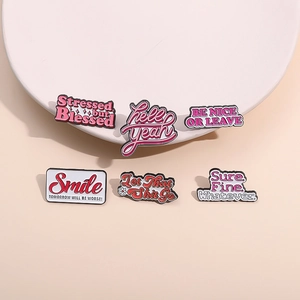 Funny Enamel Pins Zinc Alloy Quote Slogan Pink Red Fashion Jewelry For Clothes Backpacks Lapel Badges