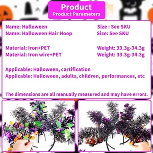 Halloween party headband with metallic tinsel and pumpkin decor for adults and children