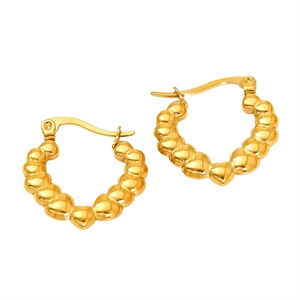 Chic gold-plated stainless steel hoop earrings with joined heart-shaped elements