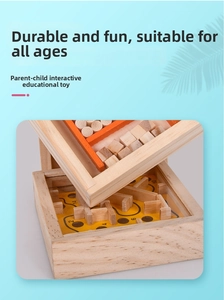 Close-up of wooden maze puzzle detail showing natural wood grain and numeric path design