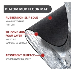 Detailed view of the multi-layer non-slip diatom mud mat with quick-dry texture
