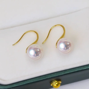 Elegant Round Imitation Mabe Artificial Pearl Hook Earrings Gold Plated Alloy Ethereal High Luster Jewelry For Women Fashion