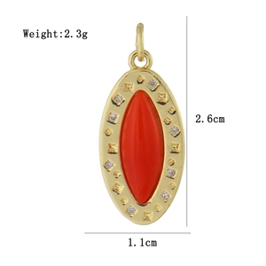Detail view of 18K gold plated heart pendant with size measurements and 2.3g weight