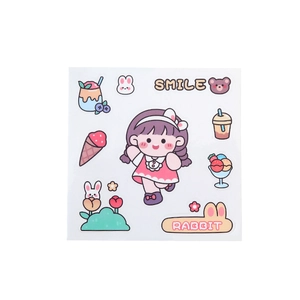 Cute cartoon PVC stickers featuring rabbits and desserts for water bottles and journals