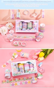 Detail view of 20 rolls of decorative unicorn masking tape for DIY scrapbooking projects