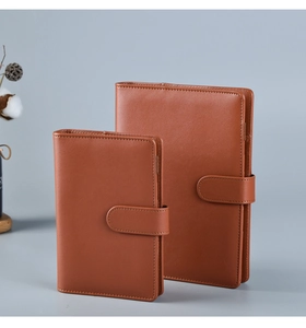 Detailed comparison of two brown PU leather binders in A5 and A6 sizes with metal clasps