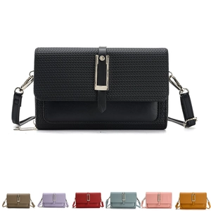 Women Crossbody Bag PU Leather Woven Texture Dual Zipper Multi Compartment Phone Pouch Wallet Small Shoulder Bag