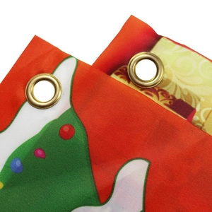 Christmas door banner with metal grommet detail and festive elk pattern for party decor
