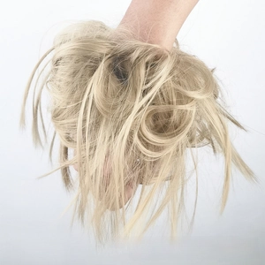 Messy bun hair scrunchie in light blonde 24# shade with natural synthetic fiber texture