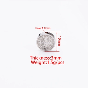 Stainless steel religious bead charm 10mm with 1.8mm hole for DIY jewelry making